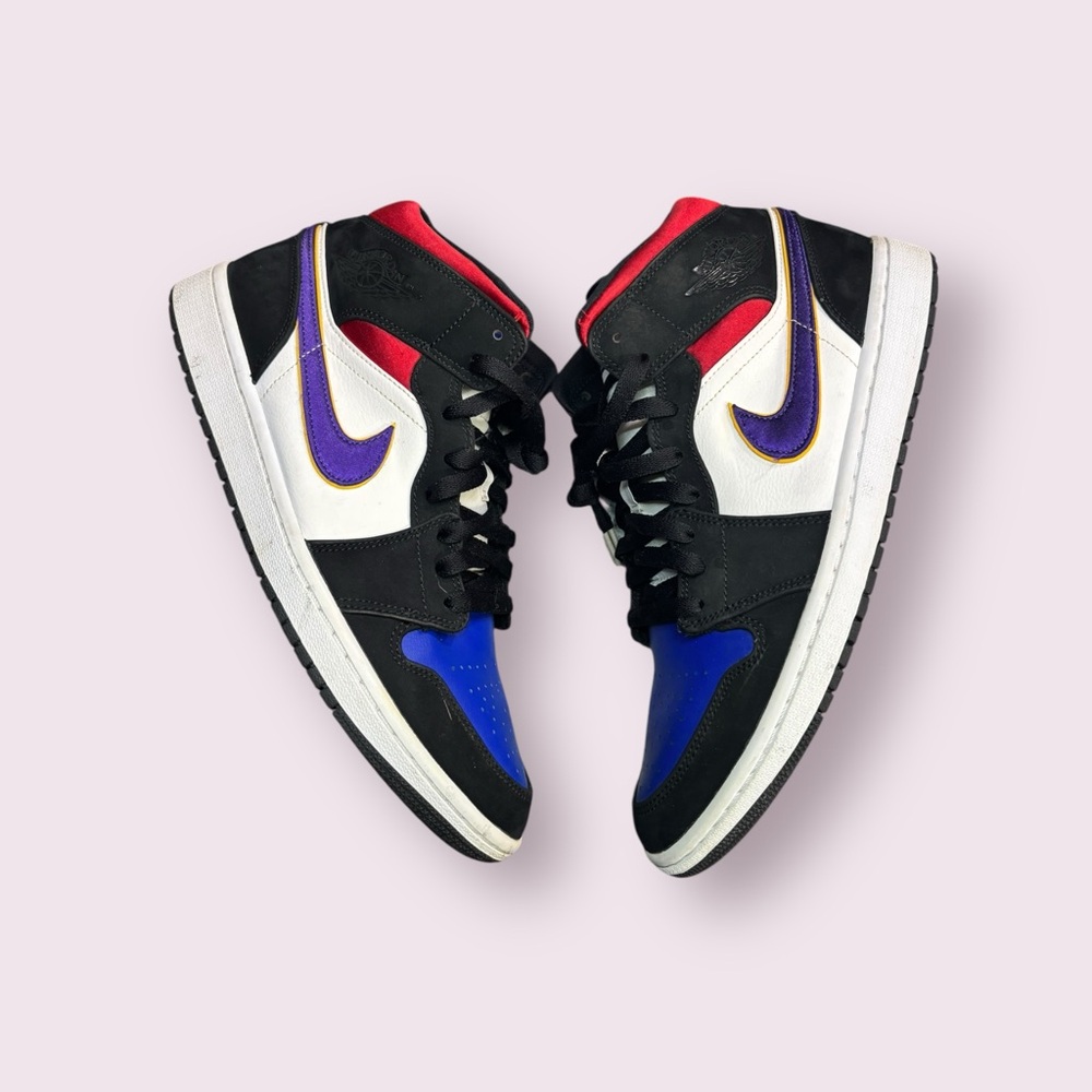 Nike Air Jordan 1 Mid SE Rivals 852542-005 White Blue Black Purple Yellow 10.5